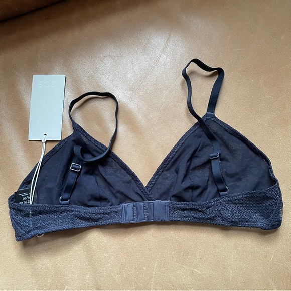 NWT COS navy lace bra bralette triangle bra minimal luxe size 6 - Picture 3 of 5